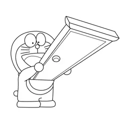 Doraemon Pulling Out Anyway Door Doraemon Free Coloring Page for Kids