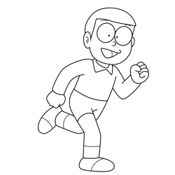 Nobita Doraemon Free Coloring Page for Kids