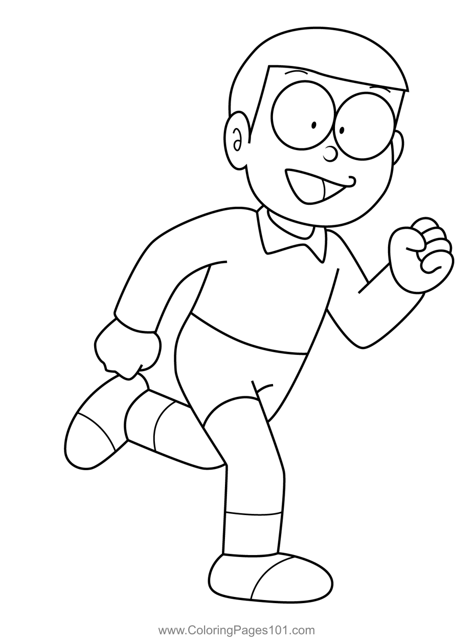 Nobita Doraemon Coloring Page for Kids - Free Doraemon Printable