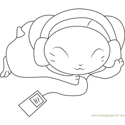 Hamtaro Listening Music Free Coloring Page for Kids