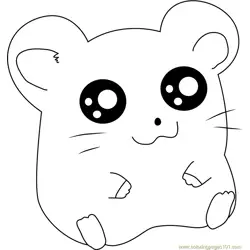 Hamtaro Sitting Free Coloring Page for Kids