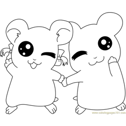 Hamtaro and Bijou Free Coloring Page for Kids