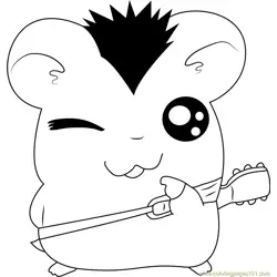 Hamtaro with Guitar Free Coloring Page for Kids