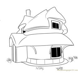 A Rubble Stone Thatched Cottage Free Coloring Page for Kids