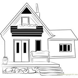 Beautiful Cottage Free Coloring Page for Kids