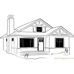 Bedroom Cabin Cottage Free Coloring Page for Kids