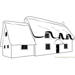 Snow Cottages Free Coloring Page for Kids