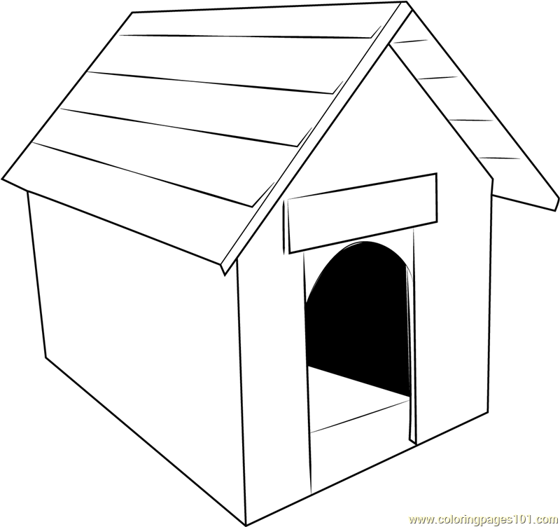 Classic Dog House Coloring Page for Kids - Free Dog House Printable