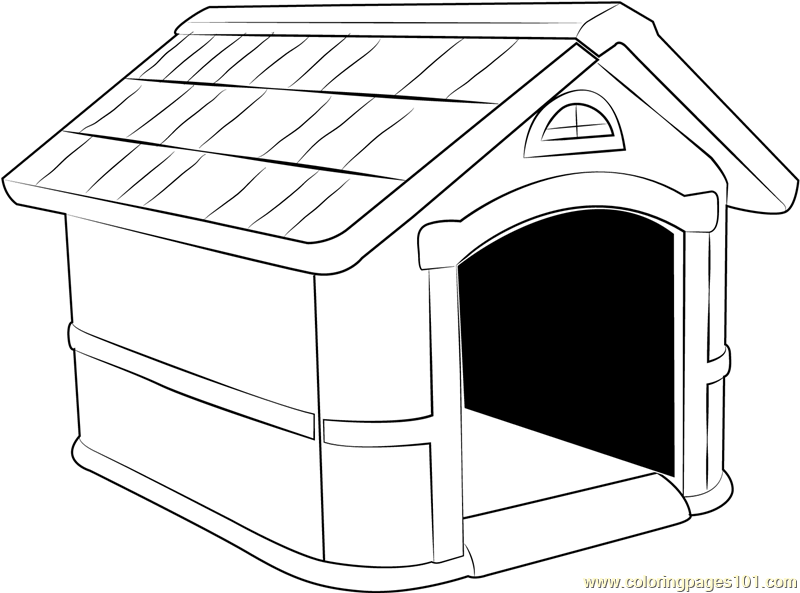 Home for Dog Coloring Page for Kids - Free Dog House Printable Coloring
