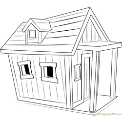 Cartoon Dog House Free Coloring Page for Kids