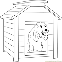 Dog House Free Coloring Page for Kids