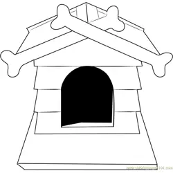 Dog House with Bone Free Coloring Page for Kids