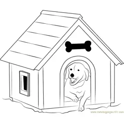 Dog House with Window Free Coloring Page for Kids