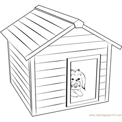 Doggie House Free Coloring Page for Kids