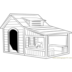 Extra Large Dog House Free Coloring Page for Kids