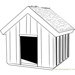 Green Dog House Free Coloring Page for Kids