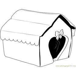Heart Shape Dog House Free Coloring Page for Kids