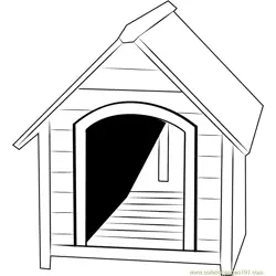 Small Dog House Free Coloring Page for Kids
