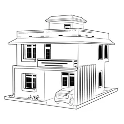 Duplex House 22 Free Coloring Page for Kids