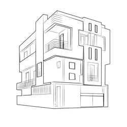 Duplex House 4 Free Coloring Page for Kids
