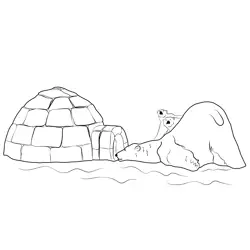 Bear On Ice Free Coloring Page for Kids