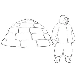 Igloo 15 Free Coloring Page for Kids