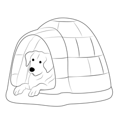 Igloo Dog House Free Coloring Page for Kids