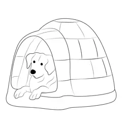 Igloo Dog House Free Coloring Page for Kids
