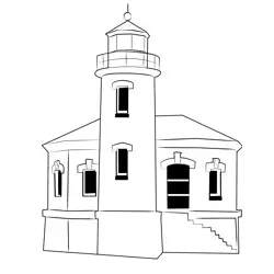 Coquille River Lighthouse Free Coloring Page for Kids
