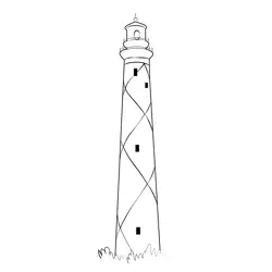 Safe Lighthouse Free Coloring Page for Kids