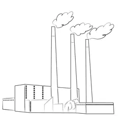Coal Power Plant Free Coloring Page for Kids