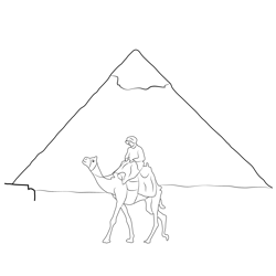 Camel In Front Of Pyramid Free Coloring Page for Kids