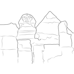 Great Sphinx Chephren Pyramid Giza Egypt Free Coloring Page for Kids