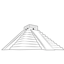 Mexico Mayan Pyramid Free Coloring Page for Kids
