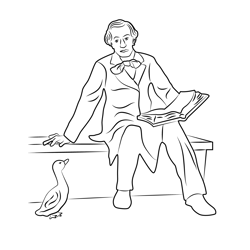 Sitting Sculpture In Garden Free Coloring Page for Kids