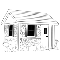 Garden Shed Designs Free Coloring Page for Kids