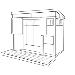 Modern Shed Free Coloring Page for Kids