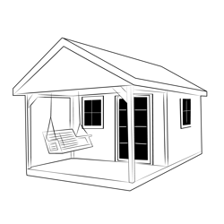 Shed With Porch Free Coloring Page for Kids