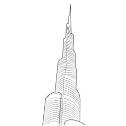 Burj Khalifa Dubai Free Coloring Page for Kids