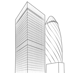 St Helen's St Mary Axe Skyscraper Free Coloring Page for Kids