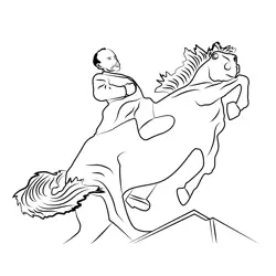 Cavalry Man Statue Free Coloring Page for Kids