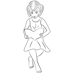 Girl Reading Garden Statue Free Coloring Page for Kids