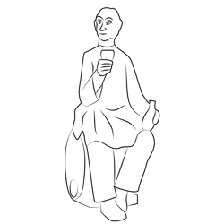 Statue Of A Wine Drinker Free Coloring Page for Kids