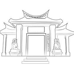 Chinese Temple Free Coloring Page for Kids