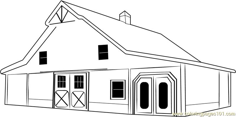 English Barn Coloring Page for Kids - Free Barn Printable Coloring