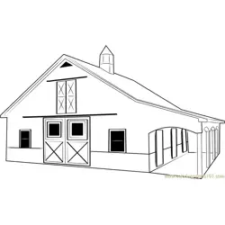 Custom Horse Barn Free Coloring Page for Kids