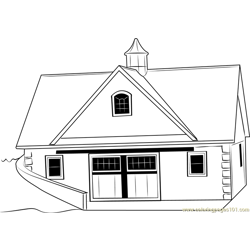 Roof and Stucco Barn Free Coloring Page for Kids