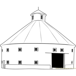 Round Barn House Free Coloring Page for Kids