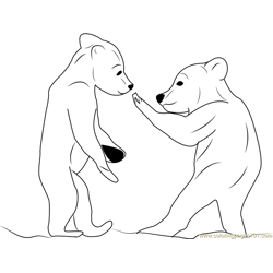 Baby Bear Playing Together Free Coloring Page for Kids