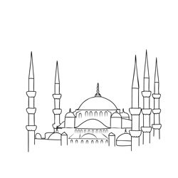 Blue Mosques In Turkey Free Coloring Page for Kids